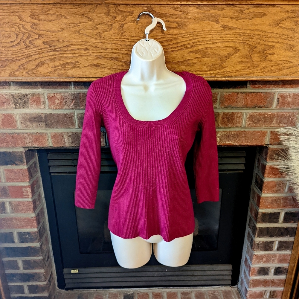 New York and company pink 3/4 sleeve sweater women's size XL